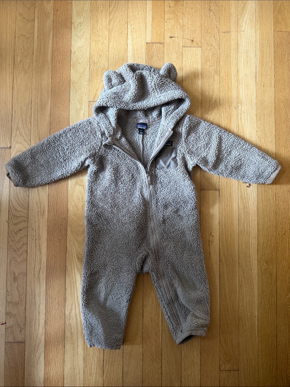 Patagonia Teddy Fleece One-Piece Romper in Taupe